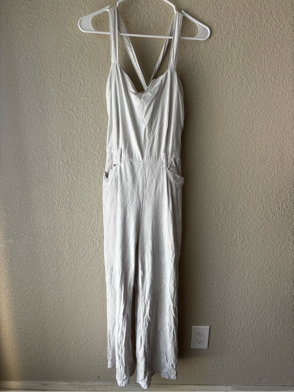PAIGE Off-White Sleeveless V-Neck Jumpsuit